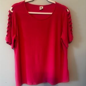 Women's PinkCold-Shoulder Top